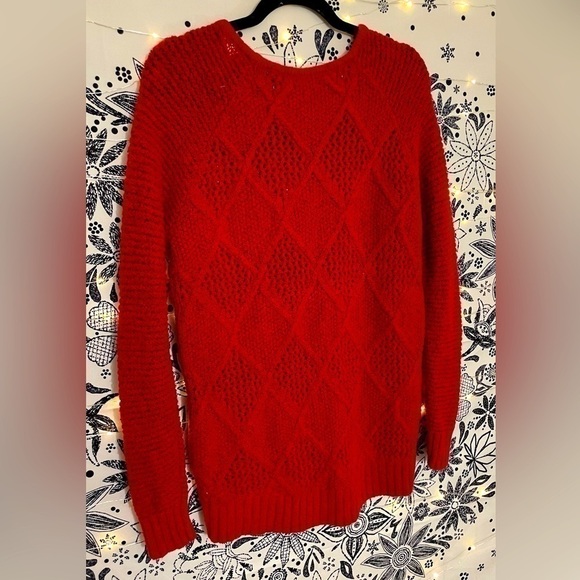 American Eagle crimson red chunky knit warm cozy winter fall holiday sweater - Picture 4 of 10